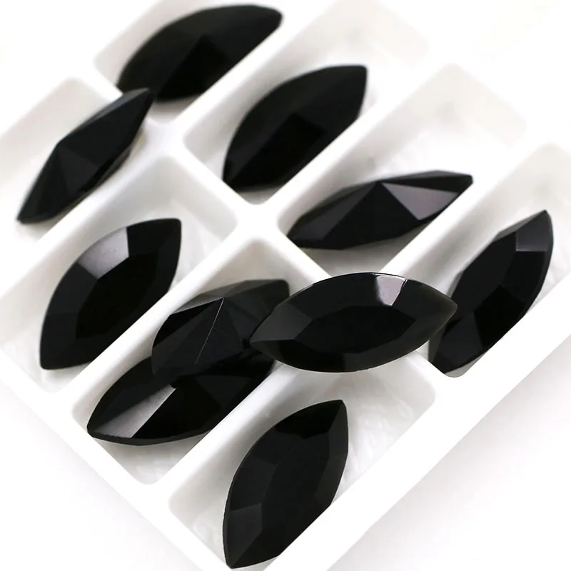 Black Горячая Распродажа, в форме листа, K9, стекло, кристалл, стразы, заостренный задник, Стразы для одежды/обуви/сумки - Цвет: Black