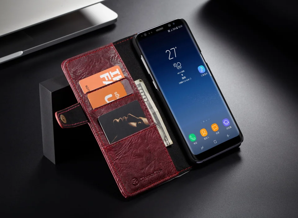 Чехол CaseMe Винтаж кожаный бумажник чехол для Samsung Galaxy S8/плюс Чехол внутренний и пригласительная открытка держатели Слоты Кнопка флип-кейсы