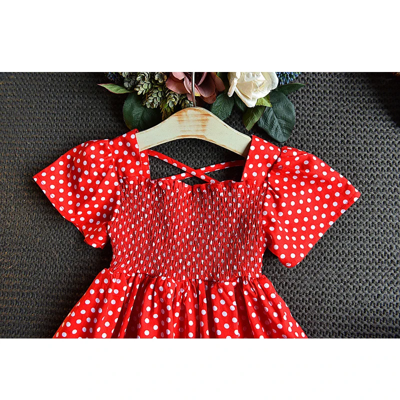 Girls Dresses 2020 Summer New Children's Wear Hipster Sweet Net Red Dot Cross With Princess Dress | Детская одежда и обувь