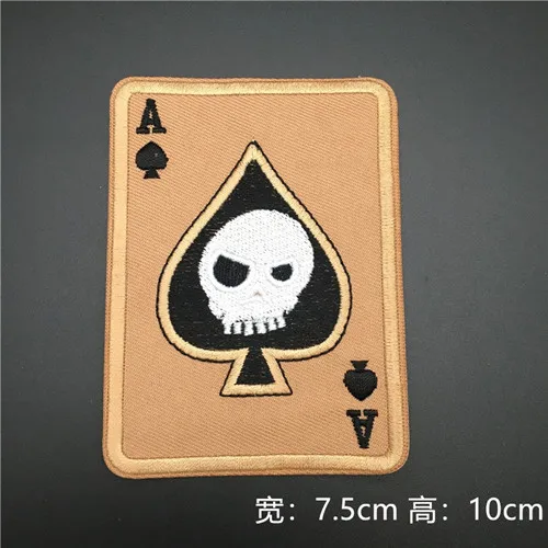 iron on Карты смерти покер Ace of Spades нашивки вышивка тактическая нашивка для одежды сумка панк военные нашивки значки - Цвет: iron on