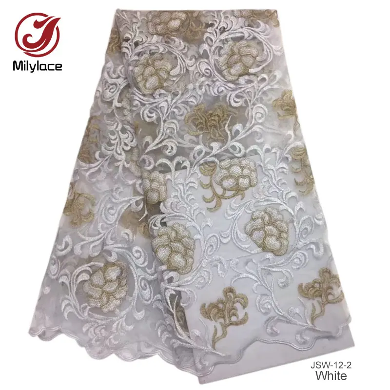 Latest embroidered tulle lace fabric fashionable french net material african fabrics for party JSW-12 | Дом и сад
