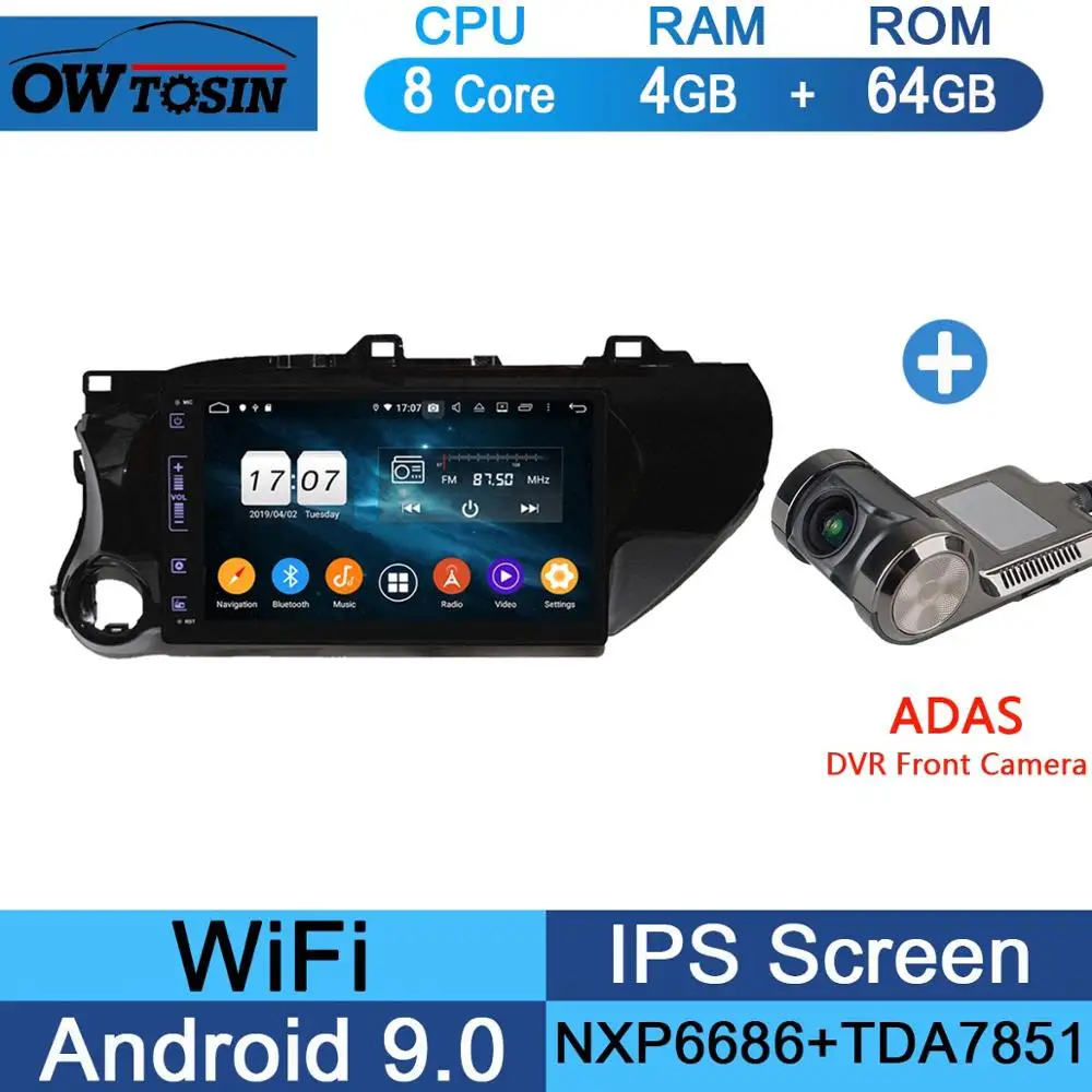 64G Adas Camera 10," ips 8 ядерный 4G+ 64G Android 9,0 автомобильный DVD мультимедиаплеер gps радио для Toyota Hilux DSP CarPlay Parrot BT - Цвет: 64G Adas Camera