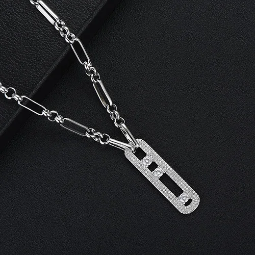 Silver GODKI Роскошные геометрические звенья Штабелируемый кулон ожерелье красивый полный кубический циркон модный шарм Женские вечерние ювелирные изделия подарок - Окраска металла: Silver