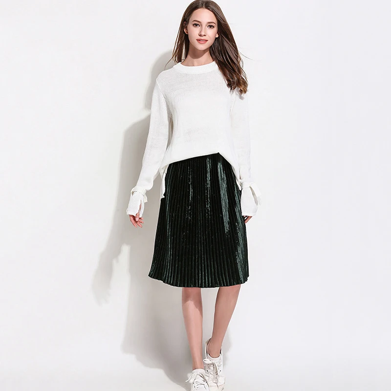 2018 осенние женские свитера и пуловеры с круглым воротником длинным рукавом