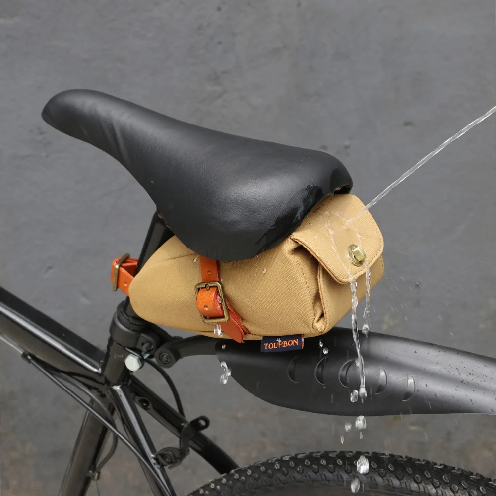 tourbon outdoor vintage bicycle saddle bag bike seat tail pouch phone key case waxed canvas water repellent cycling accessories free global shipping