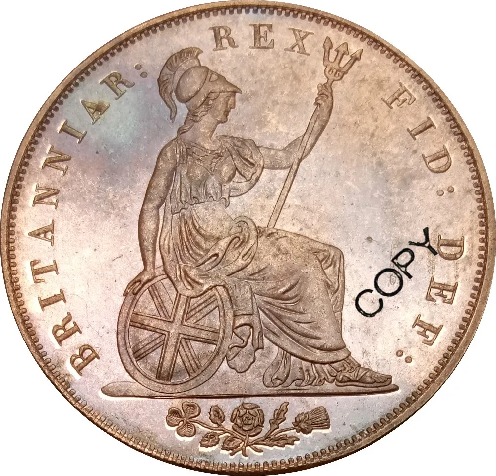 Great Britain 1 Penny George IV 1827 Red Copper Copy Coin Commemorative COINS