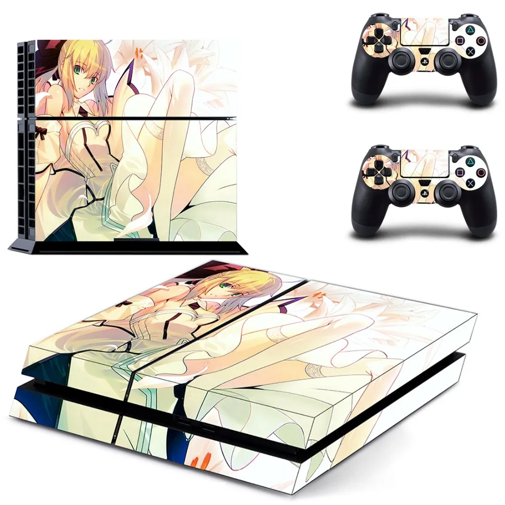 Аниме девушка наклейка КОЖА наклейки для Sony Playstation 4 PS4 консоль + 2 шт