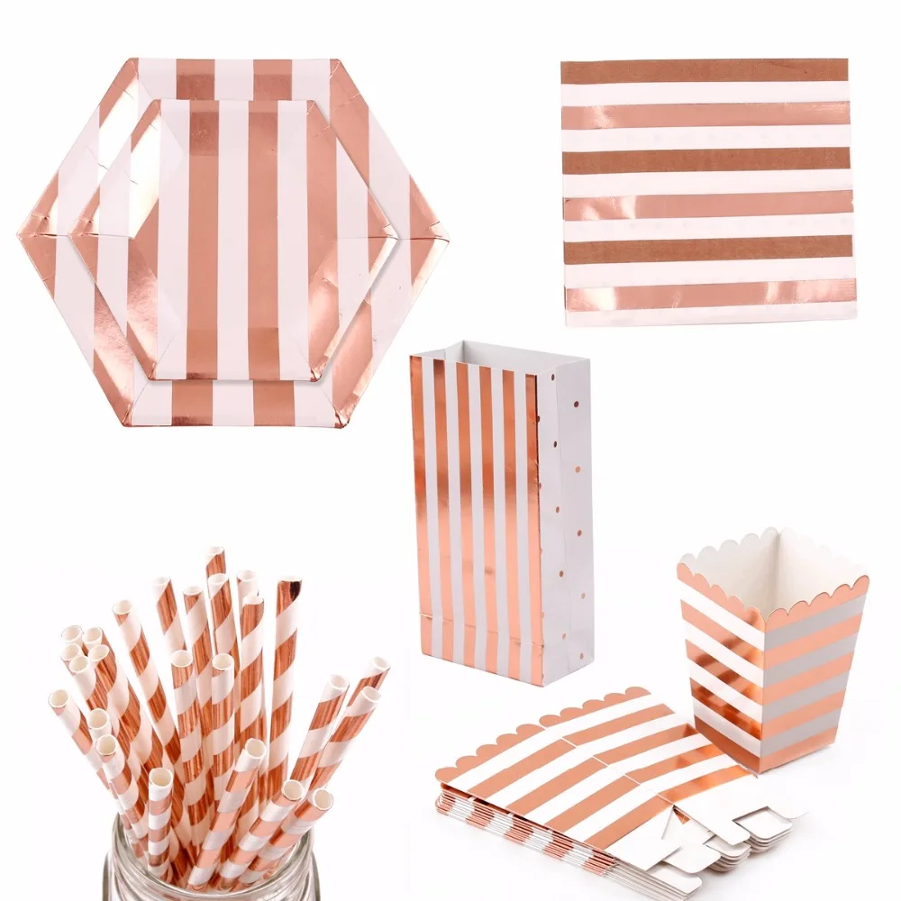 Набор одноразовой посуды Staraise из розового золота тарелка и чашка для вечеринки