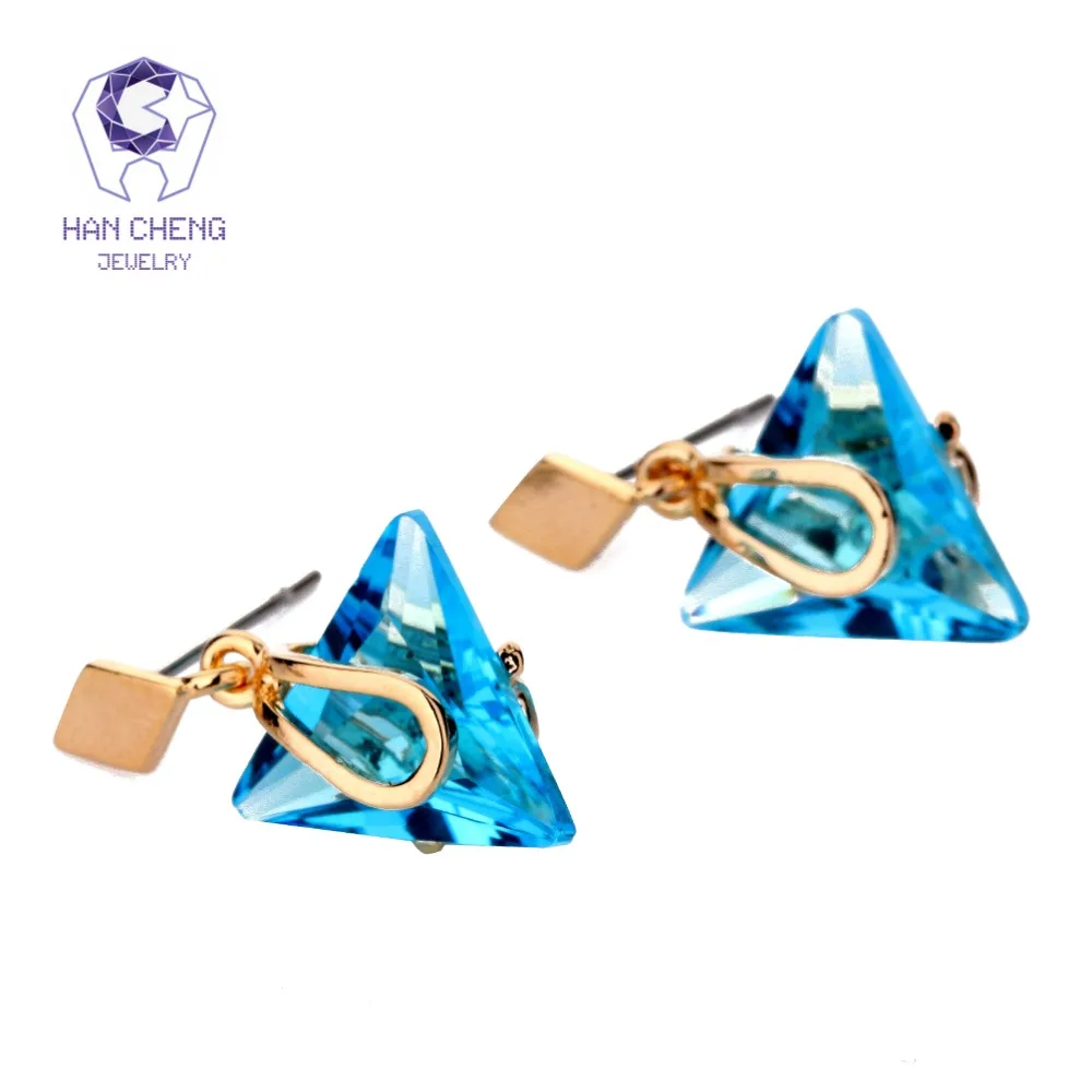 HanCheng новые модные милые Висячие драгоценные камни синий треугольный Циркон