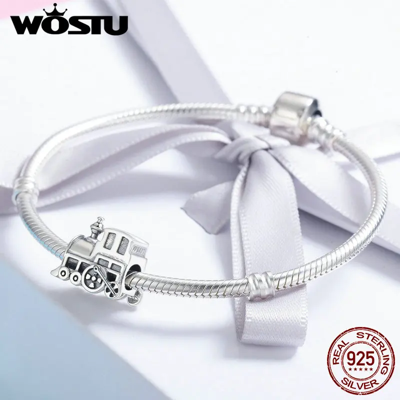 WOSTU высокое качество Стерлинговое Серебро 925 пробы винтажные локомотивы поезд