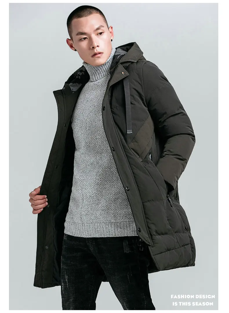 Winter Parka Men Thick Warm Long Men Winter Jacket Coat Casual Slim Hooded Male Overcoat