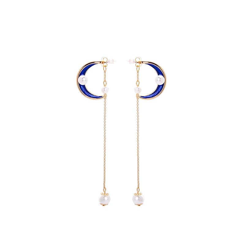 Mother's Day Special Offer Moon Drop Earrings Luxury Imitation Pearl Long Pendants For Women Fashion Jewelry | Украшения и