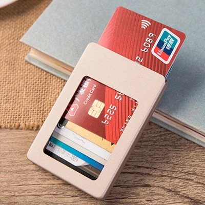 BISI GORO модный креативный алюминиевый кошелек Тонкий металлический Анти rfid твердый порта тарджеты минималистичный Новое поступление держатель для карт - Цвет: Tuhaojin