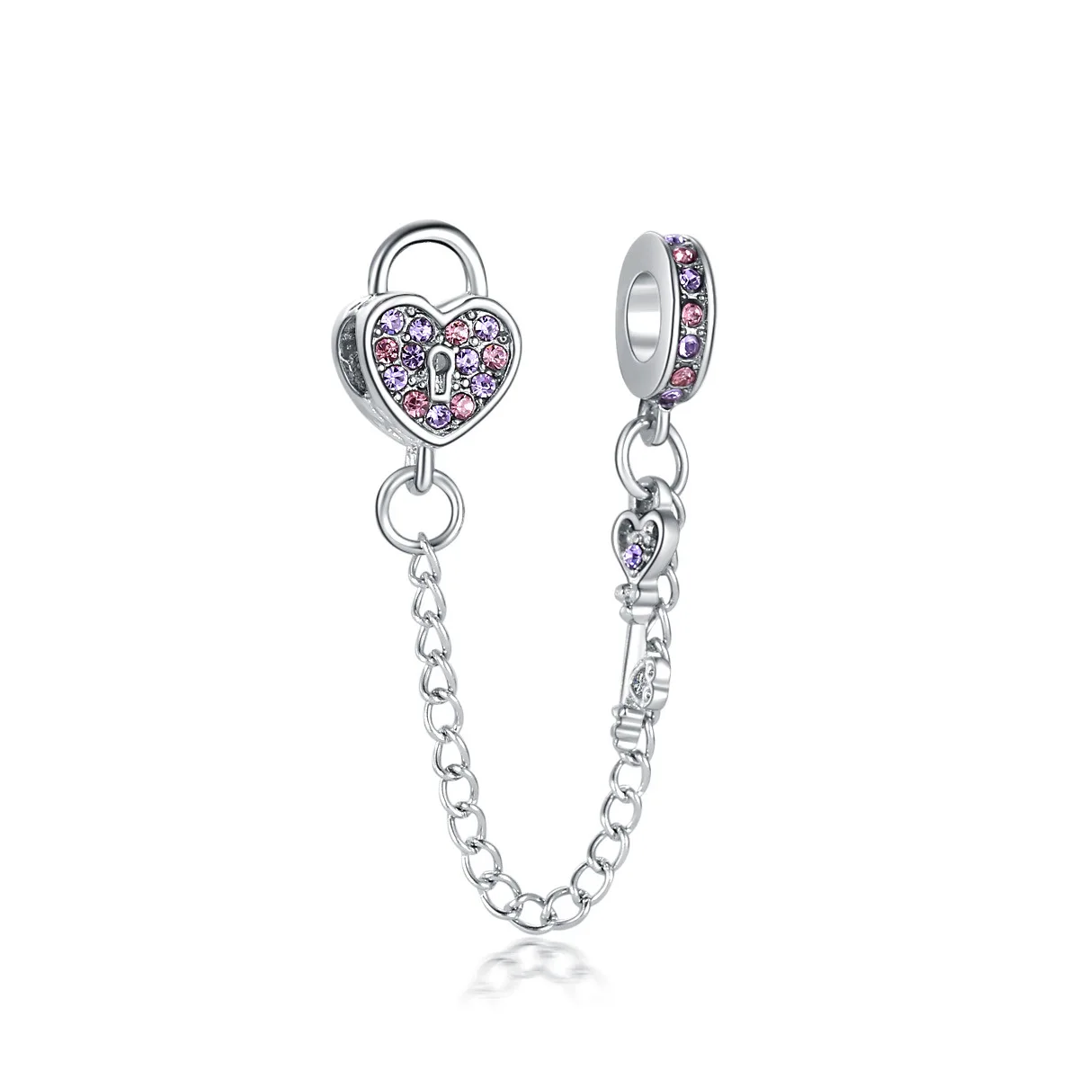 Love Lock Key 1 Новинка, сплав, бусина, Шарм-звезда, любовь, сердце, Микки, безопасная цепочка, роза, Золотая заглушка, подходит для женщин, Pandora, браслет, браслет, сделай сам, ювелирное изделие - Цвет: Love Lock Key 1