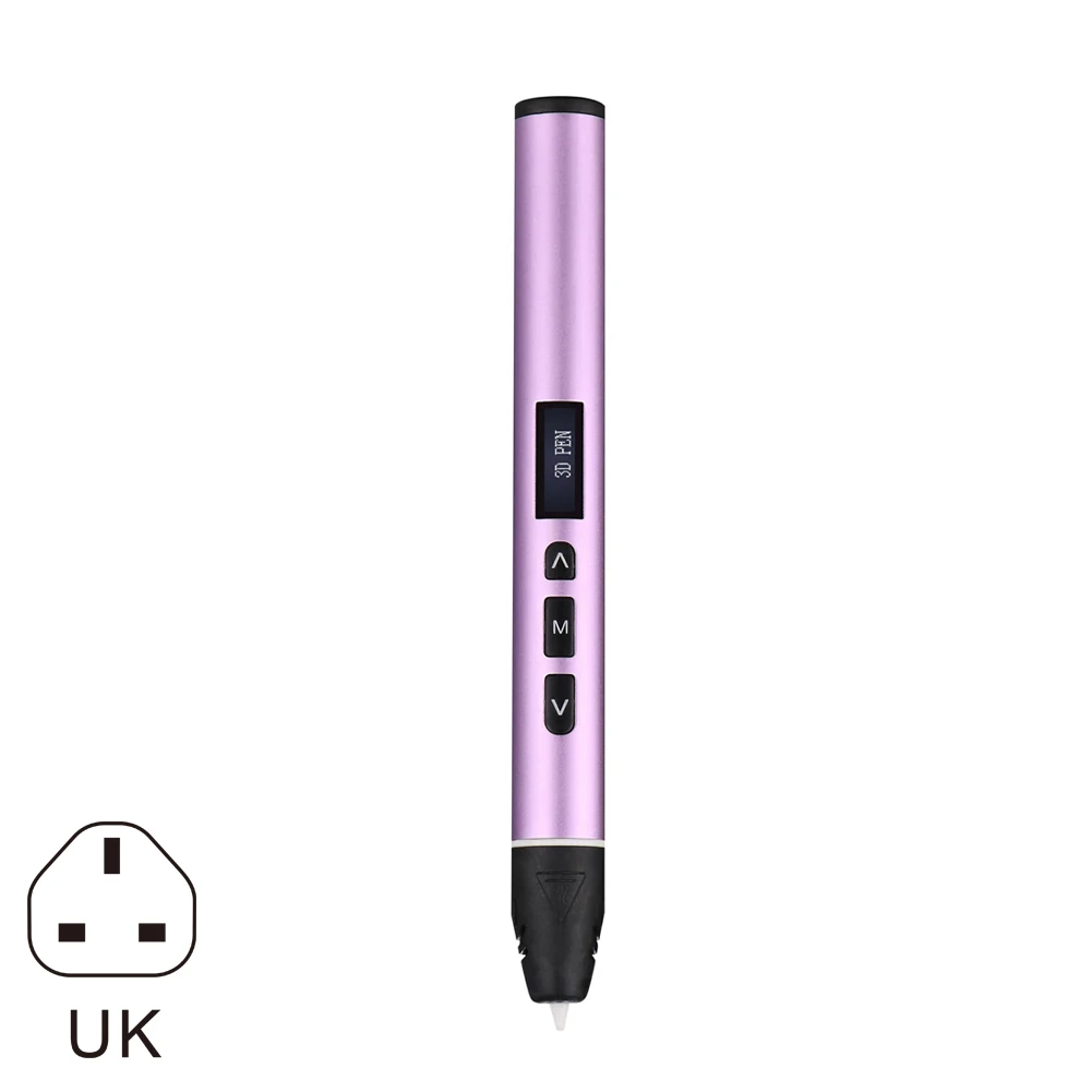 Pink UK plug 3D печать Ручка OLED дисплей Поддержка PLA PCL Режимы легко Управление ручки с принтом для подарков WIF66 - Цвет: Pink UK plug