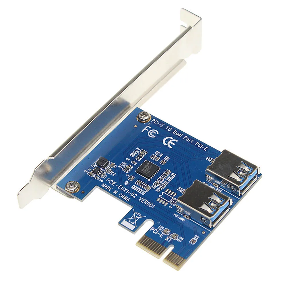 PCIe Riser карта от 1 до 2 PCI E 1X 16X слот с USB 3 0 кабель питания Майнинг адаптер конвейер