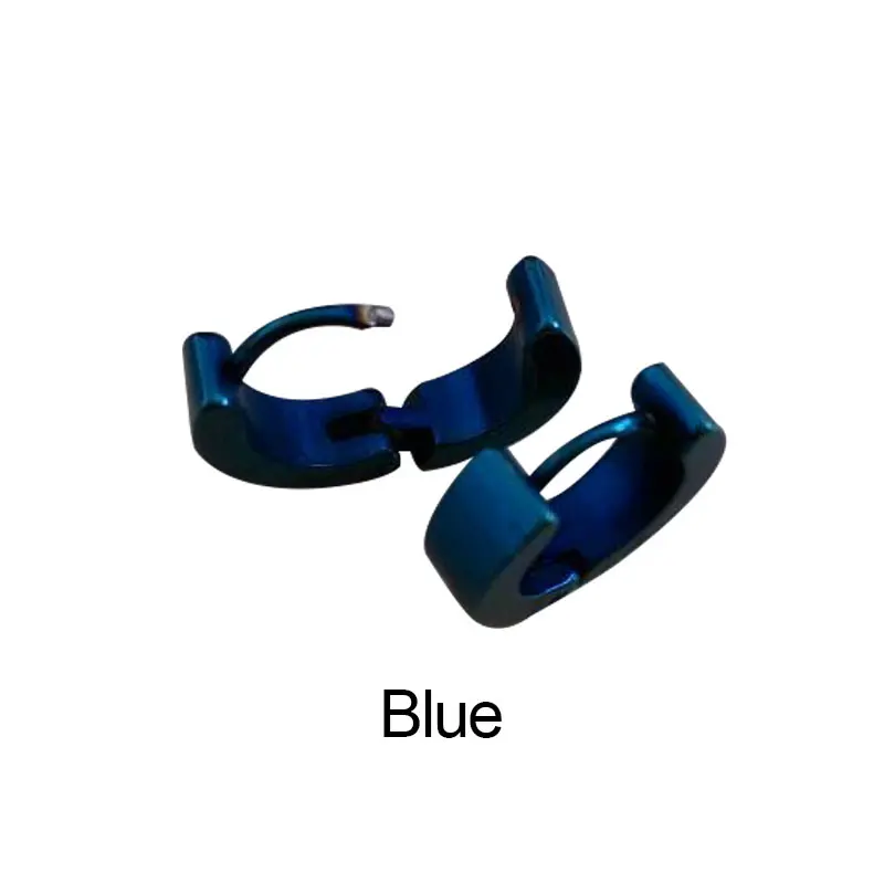 Blue Новые модные женские серьги-кольца с цвет серебристый, Золотой Нержавеющая сталь кольца в виде капель с кристаллами в форме Для женщин Для мужчин кольца для ушей клип Цветной круглые серьги - Окраска металла: Blue