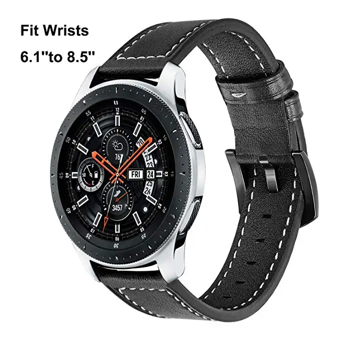 2 цвета ремешок из натуральной кожи для samsung Galaxy Watch 46 мм(SM-R800) быстроразъемный черный ремешок с пряжкой браслет на запястье