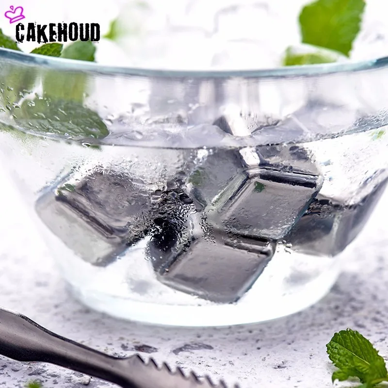 CAKEHOUD Управление по санитарному надзору за качеством пищевых продуктов и медикаментов Класс виски охладитель пива, вина кубики льда камень Нержавеющая сталь 4/6/8 шт. с Пластик коробка для Охлаждения пива охладитель