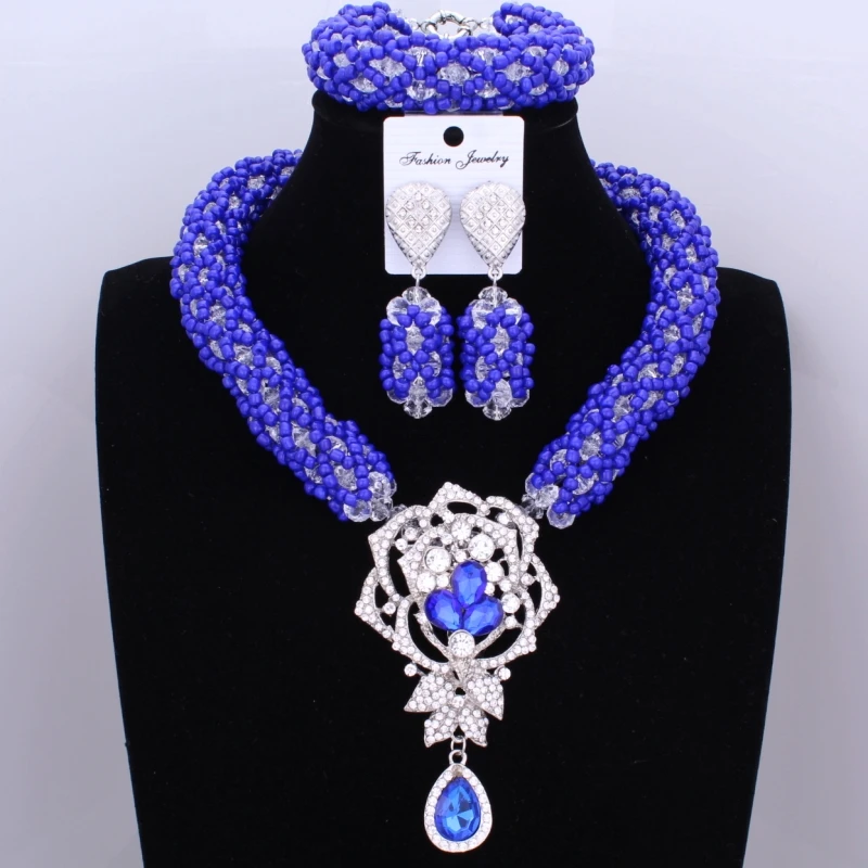 Яркие Ювелирные наборы из Дубая синий африканский костюм ювелирные индийские
