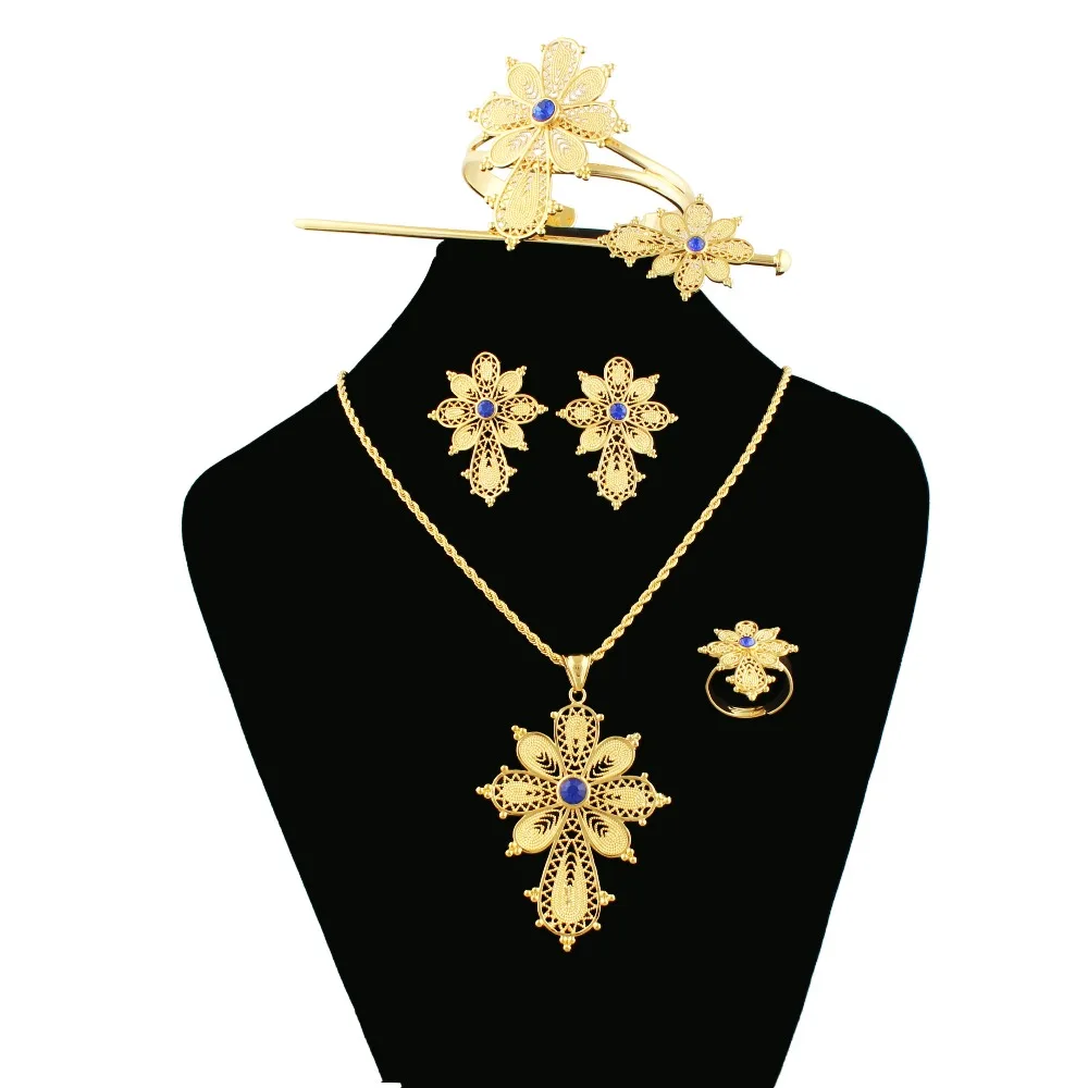 Новейший Эфиопский крест оформленный цветами Африканский Свадебный комплект