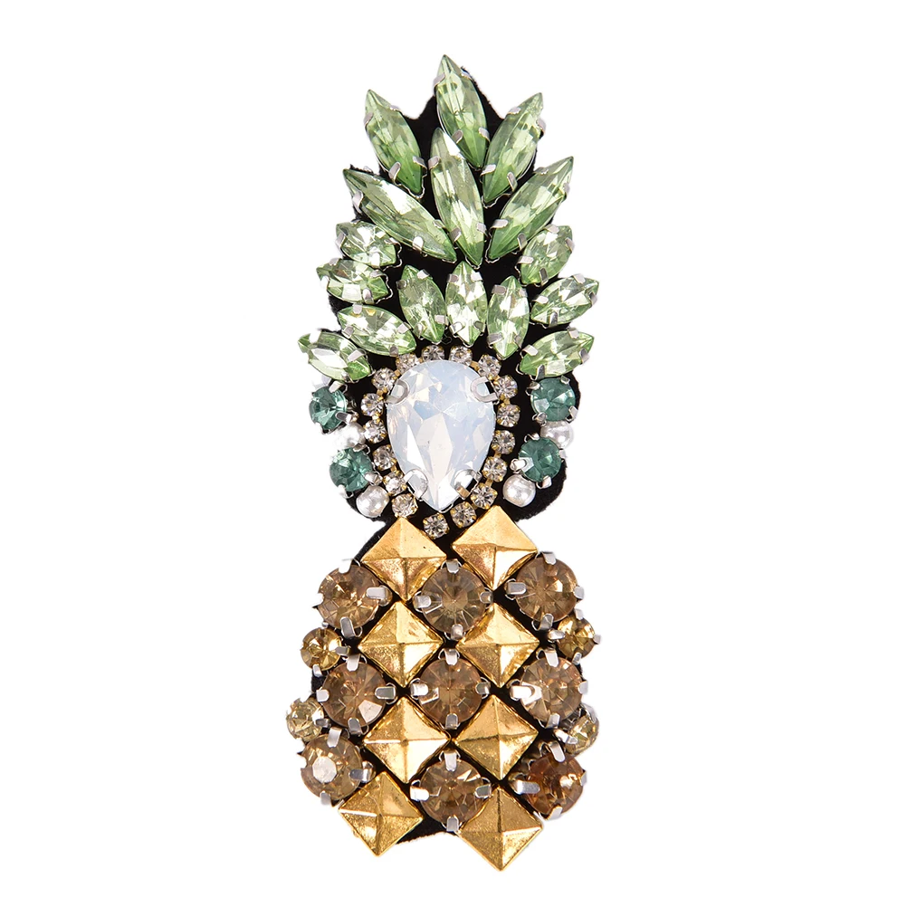 1 шт. вышитый бисером горный хрусталь патч для шитья сумок Обувь Одежда ананас