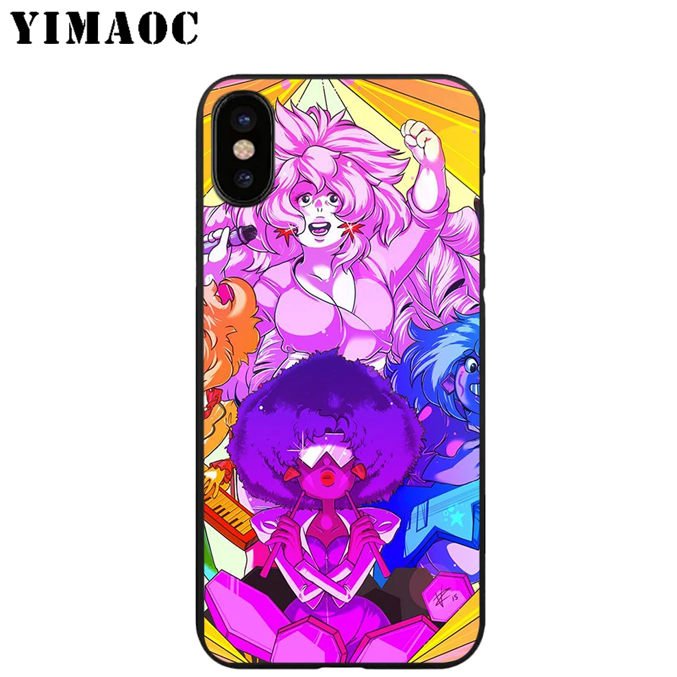 YIMAOC Steven Universe Cute Soft TPU Black Silicone Case for iPhone X or 10 8 7 6 6S Plus 5 5S SE Xr Xs Max |