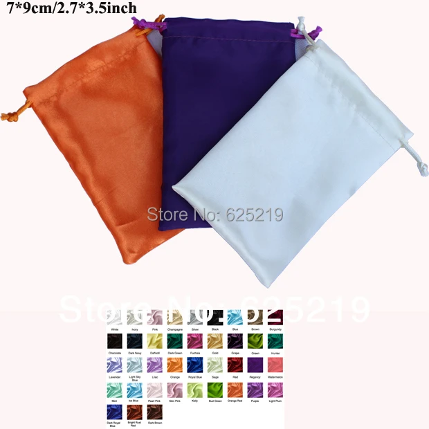 

7*9cm/2.7*3.5inch soft satin drawstring bag gift packaging wedding pouch one color or mix color 50pcs/lot for sale