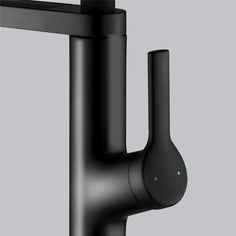 Diiib Full Black Body Kitchen Sink Faucet With Pre Riser Sprayer 300 Degree Rotating Arm 2 Spray Mode Non Sensor Faucet