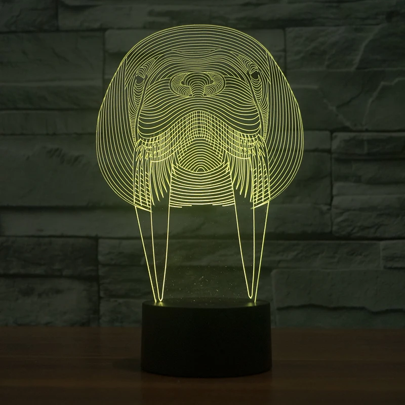 Милый мультфильм 3D печать Оптическая иллюзия Красочный светодиодный ночник 7 меняющихся цветов, как детские подарки или украшения дома