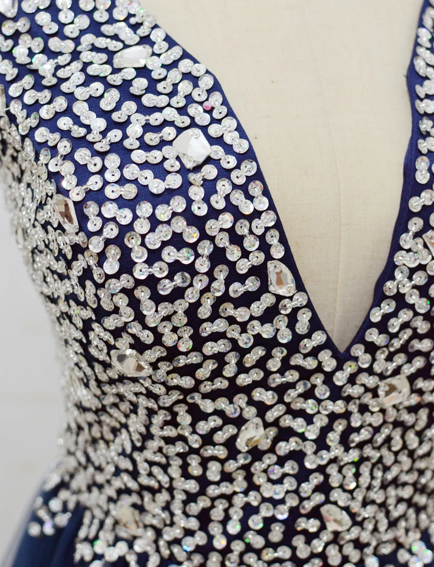 Длинные вечерние платья больших размеров из тюля с бисером и блестками