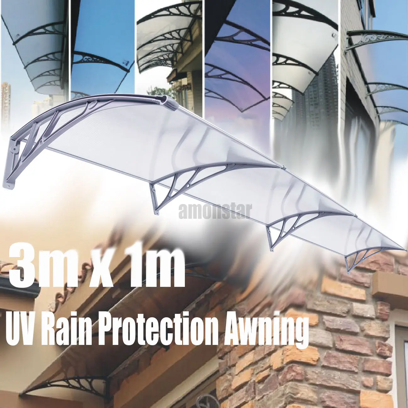 40x 120'' UV Polycarbonate Awning For Door Window Patio Clear Hollow Sun Sheet