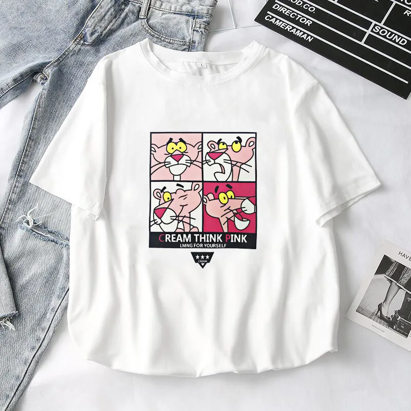 337 White T-Shirt Женские футболки, лето, новые милые топы с принтом животных для девочек, женская футболка, белая футболка с коротким рукавом для девушек, повседневный Топ - Цвет: 337 White T-Shirt