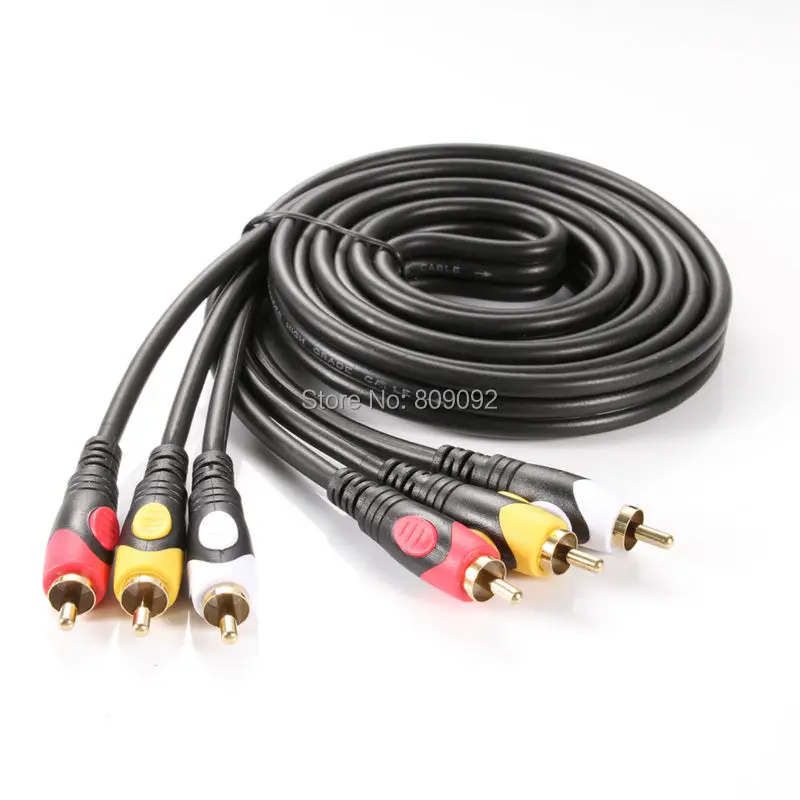 Позолоченный 3 RCA Композитный аудио/видео AV кабель штырь для Hi Fi видео DVD CD