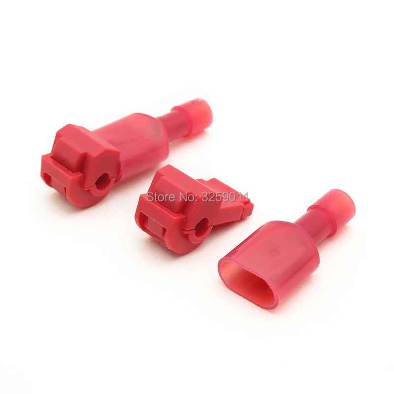 

500PCS Lock Quick Splice Spade Wire Connectors T1 Electrical Cable Crimp Terminals Fully Insulated Audio 22-16 AWG