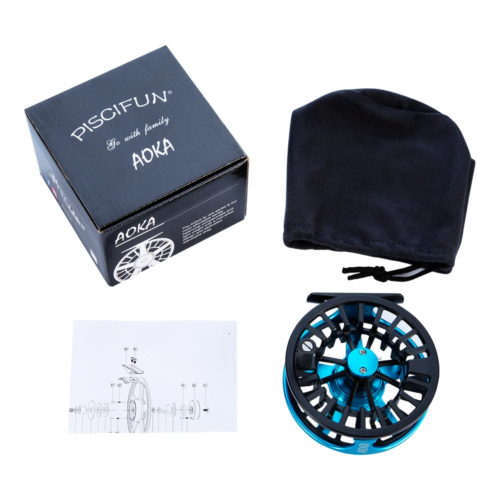 Piscifun AOKA Aluminum 3/4 5/6 7/8WT Fly Reel Mid-arbor Cork Disc Drag System Oversized Handle Fly Fishing Reel