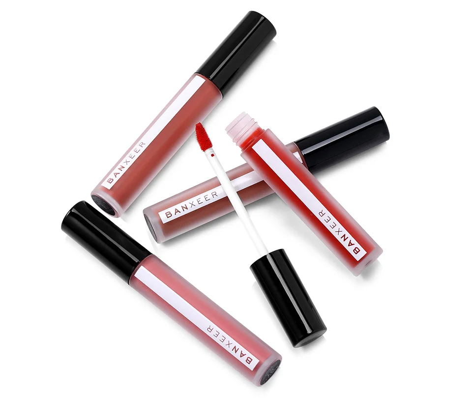 BANXEER 2pcs Lipgloss Set Liquid Lipstick Matte Lip Gloss Waterproof Long Lasting Lips Makeup Set 8 Colors High Pigment Cosmetic
