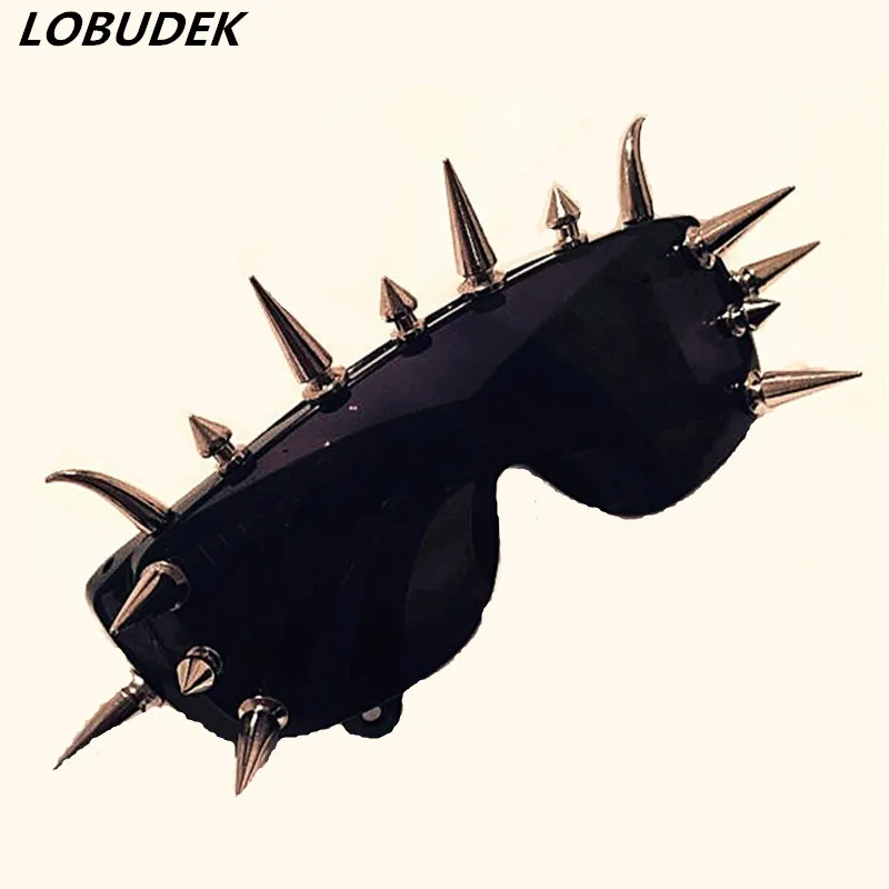 

Очки для сцены, ночной клуб, бар, певец, танцор, для выпусквечерние вечера, аксессуары для фотосъемки, черный крутой костюм в стиле панк