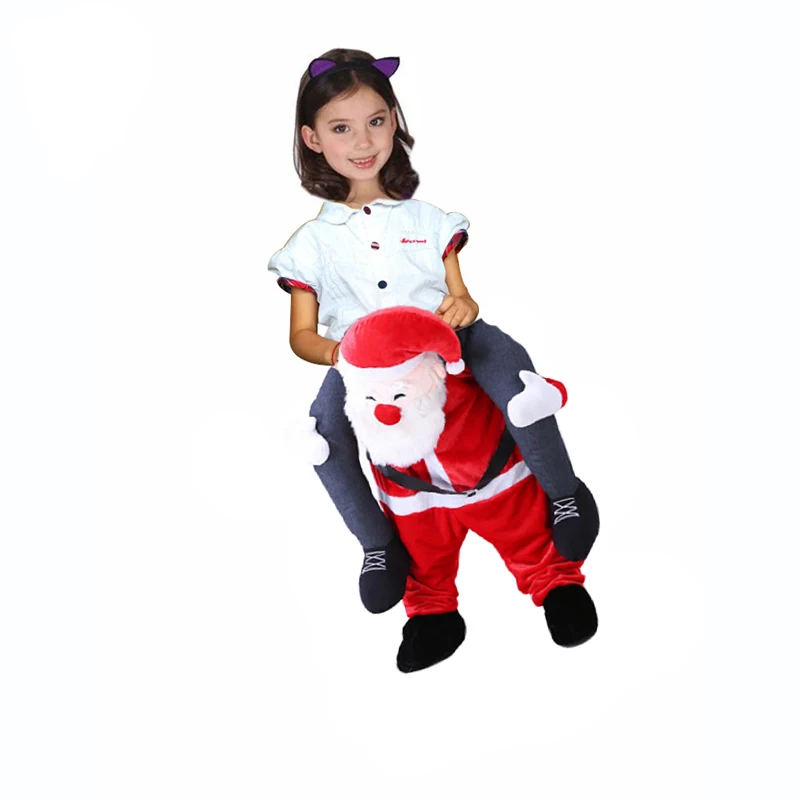 2018 Adult Kids Novelty Santa Claus Ride on Costume Christmas Carry Back Funny Suit Mascot Unisex Cosplay Clothing |