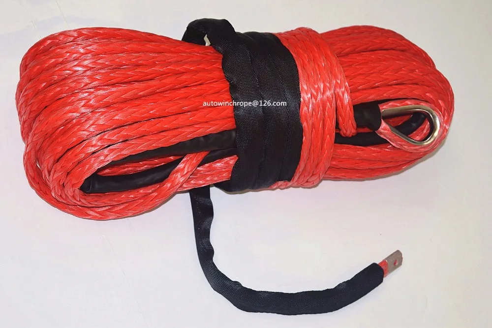 Фото Бесплатная доставка 14 мм * 45 м красный синтетический трос лебедки для лодки тросы