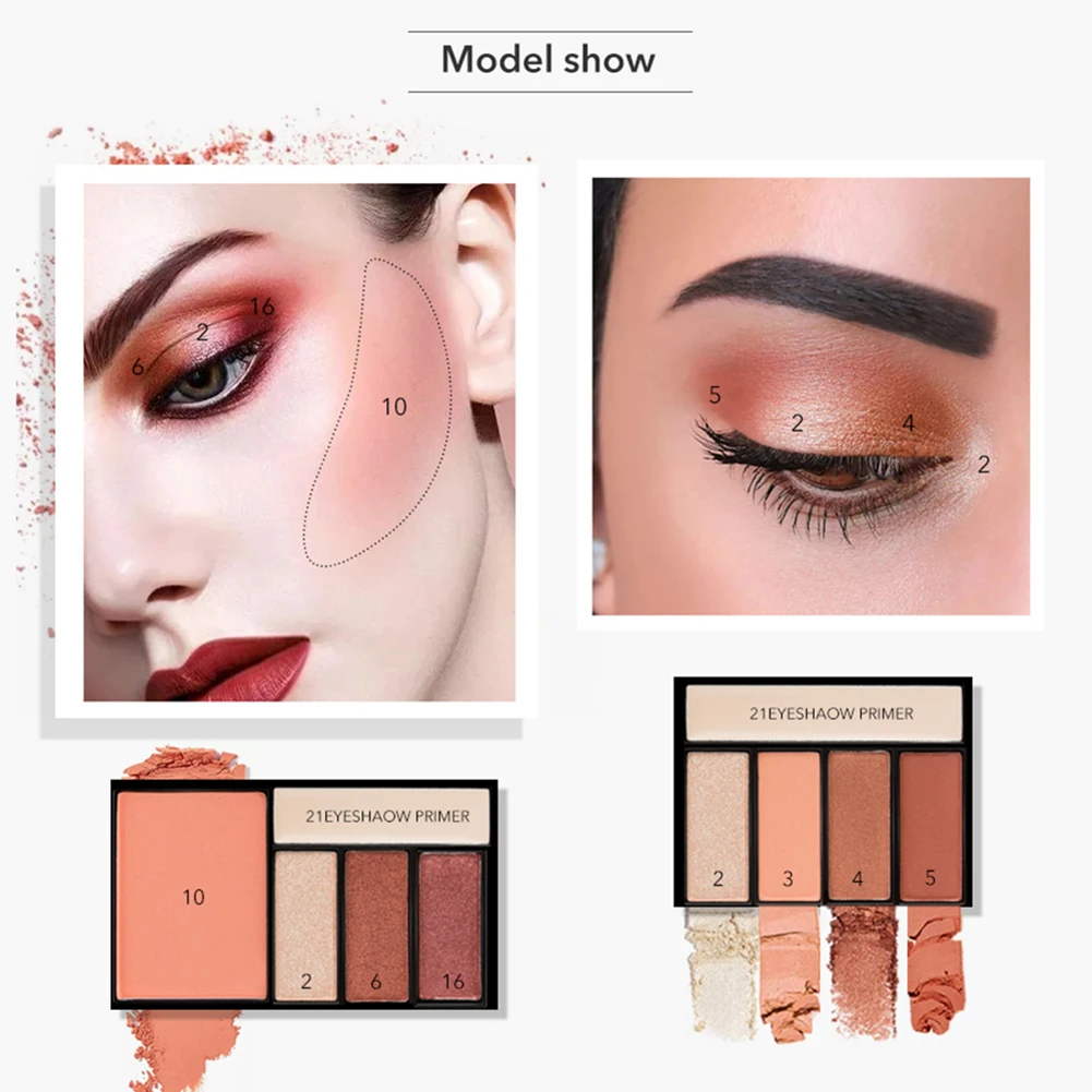 Women Eyeshadow Primer Blusher Palette Shimmer Natural Smoky Cosmetic Eye Makeup Shadow |