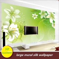 customized 5d silk large murals wallpaper 3d tv back mural bedroom wall covering modern simple refreshing green fashion abstract