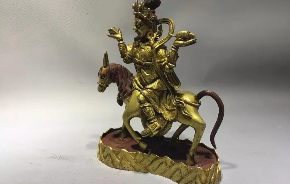 Бесплатная доставка Китай античный Тибет Gilt Palden Lhamo Laksmi протектор статуя
