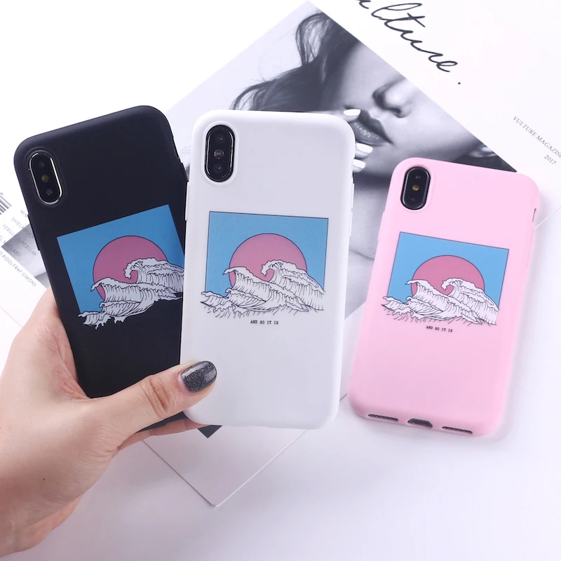 The Great Wave off Kanagawa Beach Мягкий силиконовый чехол для телефона iPhone 12 11 13Pro Max 8 8Plus XS 7Plus XR |