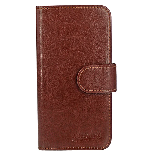 Кожаный чехол для Wiko Ridge Wallet сумка открывающийся, кожаная, преобразующийся в подставку держатель для карт Coque/чехол для Wiko Ridge 4G - Цвет: Коричневый