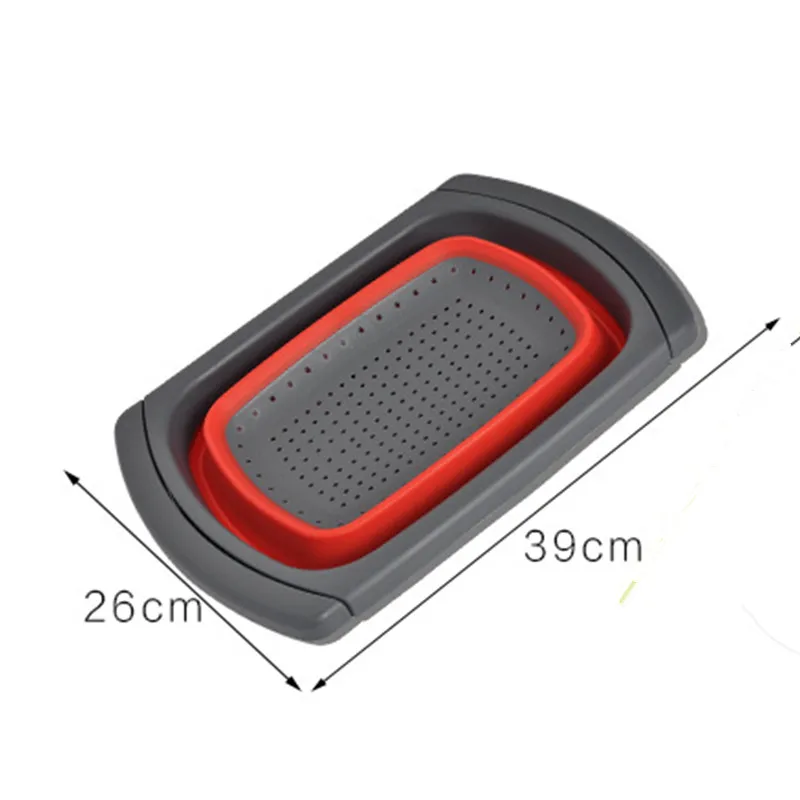Складной над раковиной силиконовый дуршлаг с ручкой Кухня складное сито красный