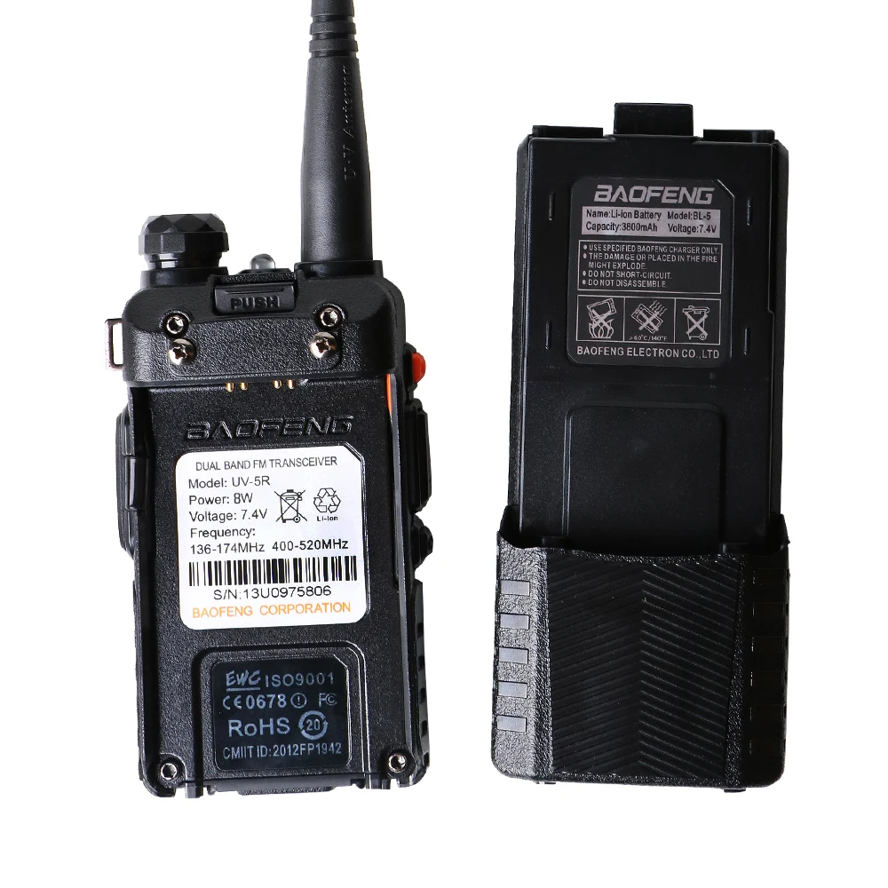 Baofeng УФ 5R 8 Вт Walkie Tlakie Dual Band двухстороннее радио 3800 мАч Батарея CB радио baofeng uv-5r рация 8 вт