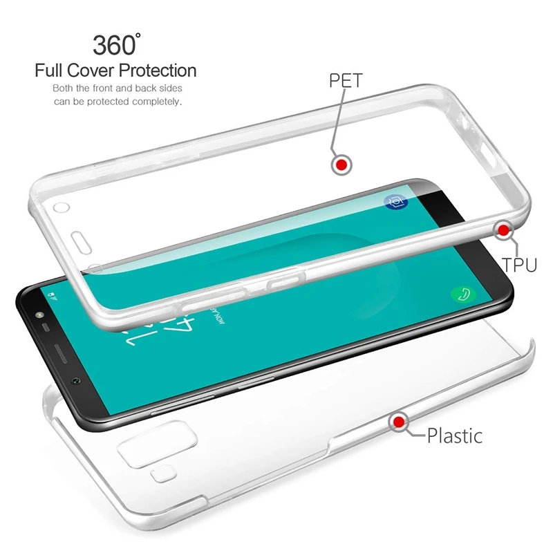 Прозрачный чехол 360 градусов для Samsung Galaxy S9 S8 Plus S6 S7 Edge A5 J3 J5 J7 2017 J4 J6 A6 A8 A7 A9 2018