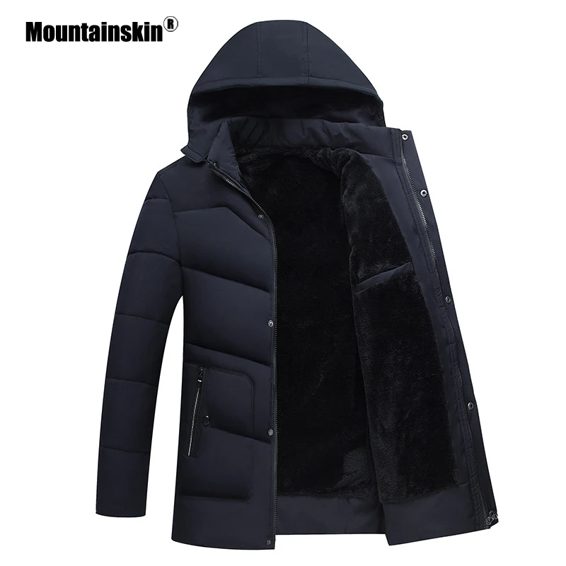 Мужская теплая куртка Mountainskin черная бархатная с хлопковой подкладкой верхняя