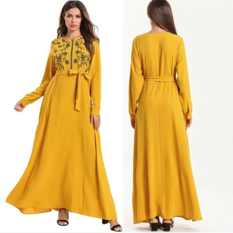 as picture shlow Кафтан Абая для мусульман, Дубай платье Турция Кафтан Marocain халат Musulmane Vestidos платья Хиджаб Рамадан Elbise Islamic Sukienki - Цвет: as picture shlow
